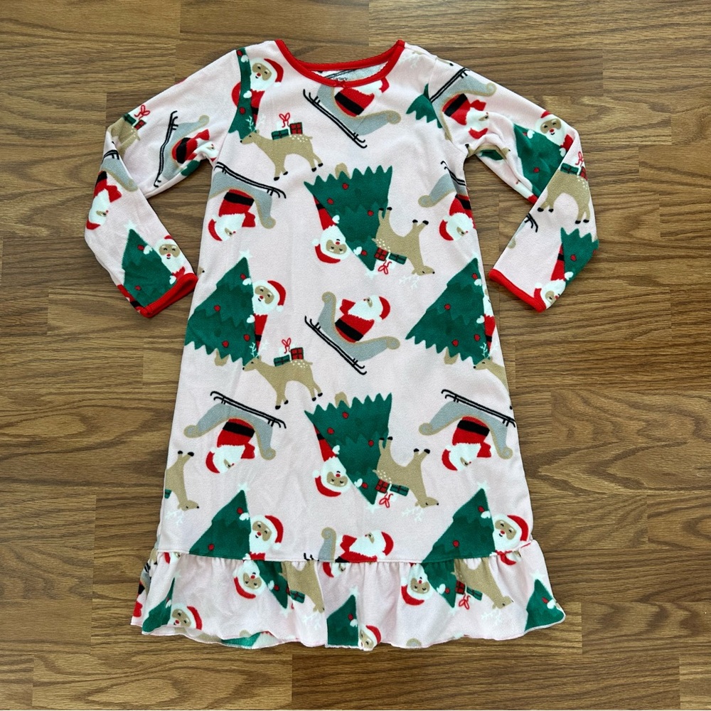 Carter’s Girls Size 6-7A Long Sleeve Nightgown Fleece Christmas Holidays EUC! - Picture 2 of 6